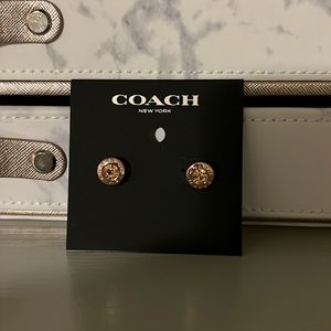 Rose gold coach earrings